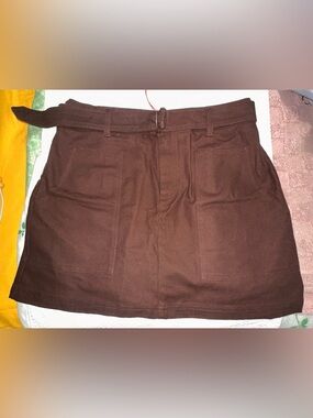 Woolrich Brown Belted Mini Skirt